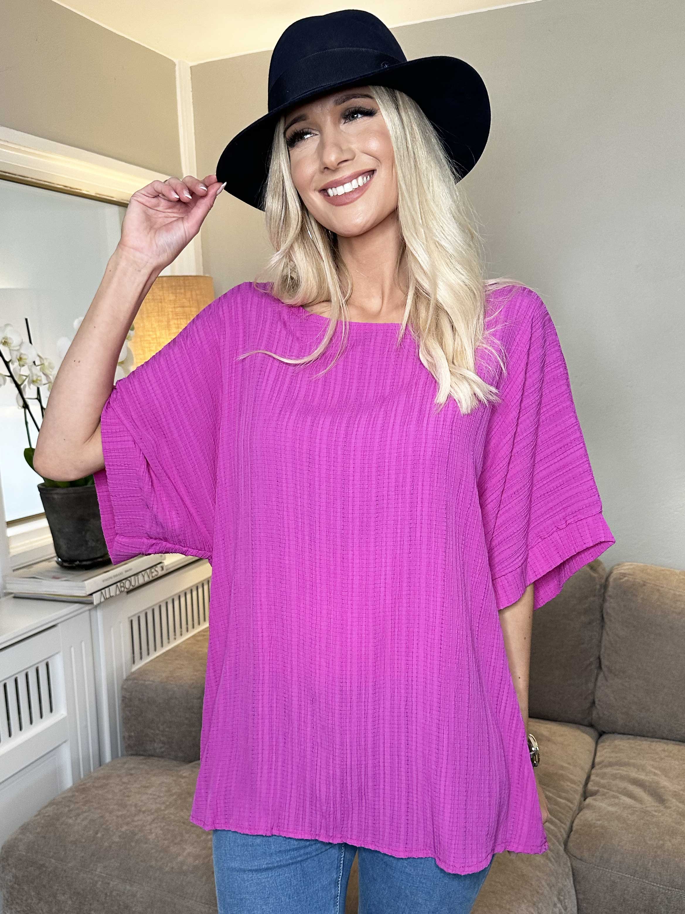 Cindy - Enfärgad blus i crepe-look